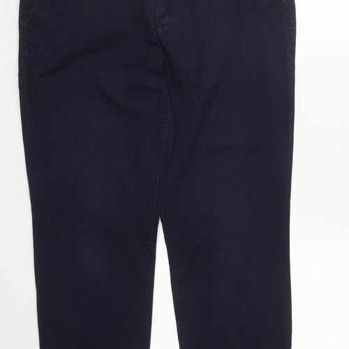 H&M Womens Blue  Cotton Trousers  Size 10 L30 in Regular Zip