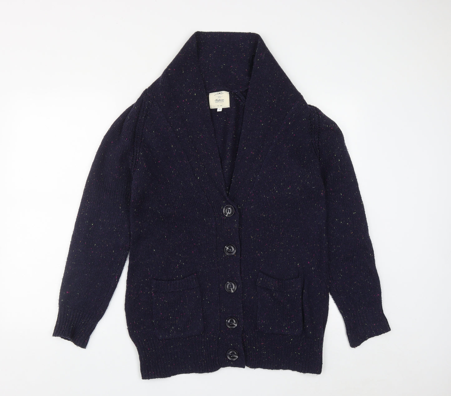 New Look Womens Blue V-Neck  Polyester Cardigan Jumper Size 12