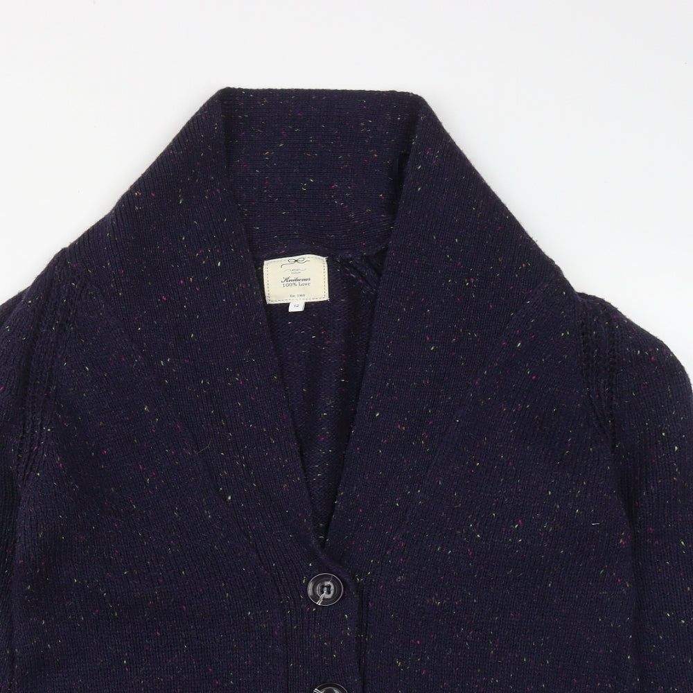 New Look Womens Blue V-Neck  Polyester Cardigan Jumper Size 12