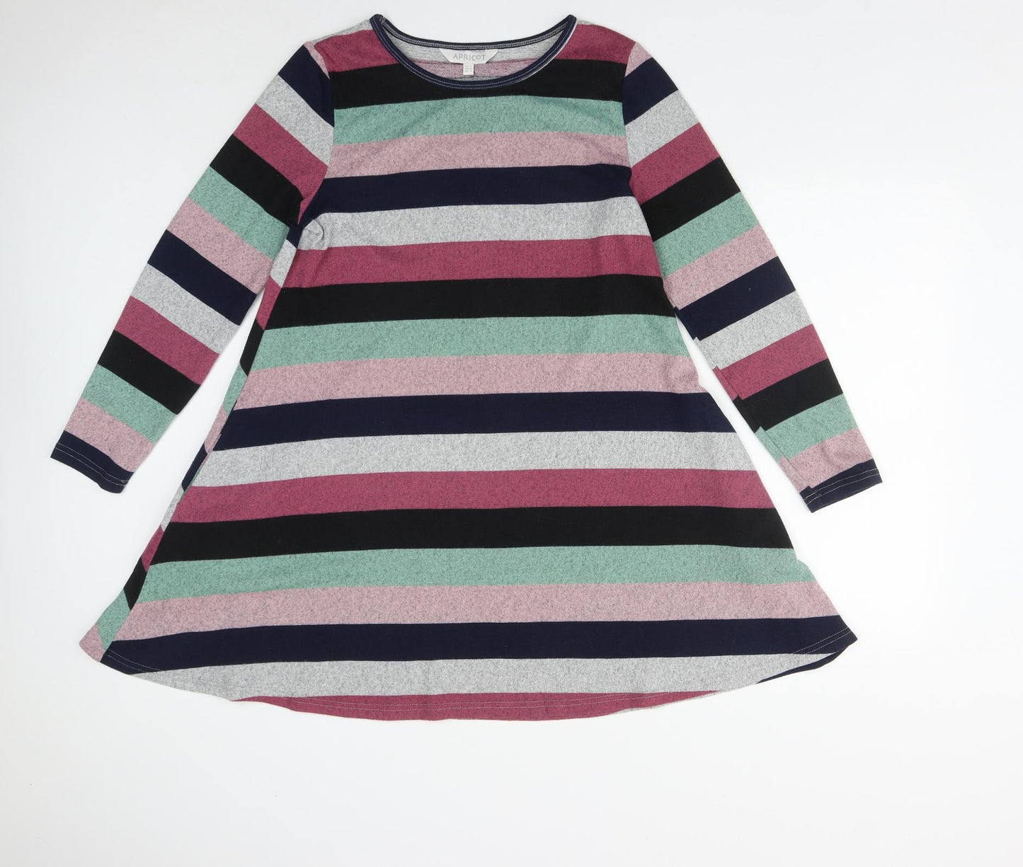 Apricot Womens Multicoloured Striped Polyester Jumper Dress  Size 12  Round Neck