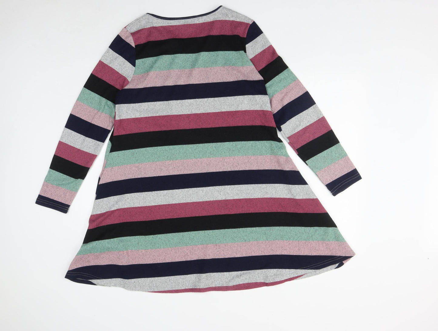 Apricot Womens Multicoloured Striped Polyester Jumper Dress  Size 12  Round Neck