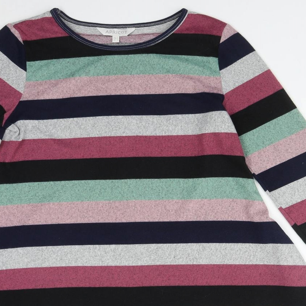 Apricot Womens Multicoloured Striped Polyester Jumper Dress  Size 12  Round Neck