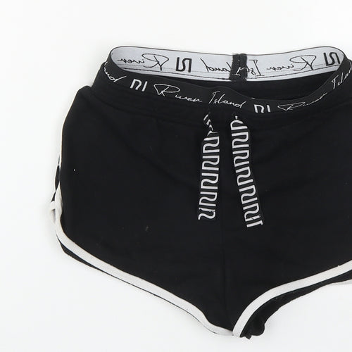 River Island Girls Black  Cotton Sweat Shorts Size 9-10 Years  Regular Drawstring