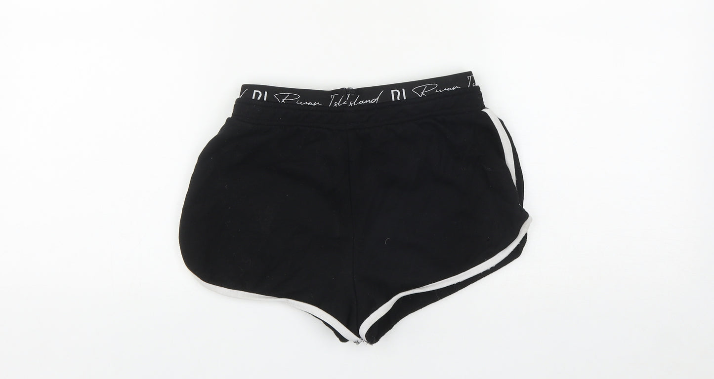 River Island Girls Black  Cotton Sweat Shorts Size 9-10 Years  Regular Drawstring