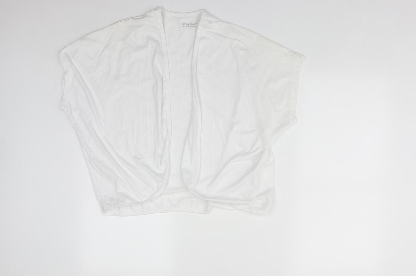 BEING CASUAL Womens White V-Neck  Polyester Shrug Jumper Size 18
