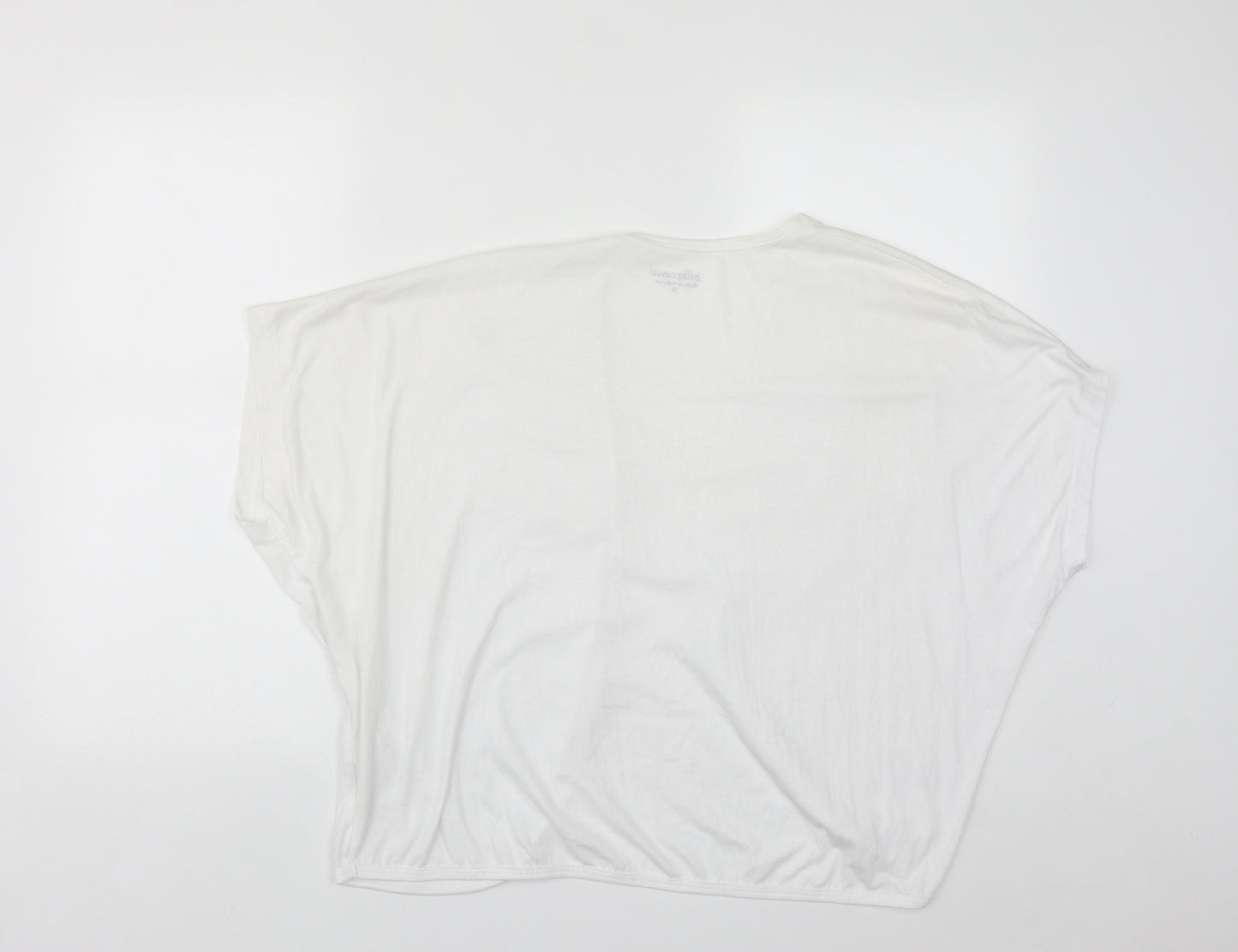 BEING CASUAL Womens White V-Neck  Polyester Shrug Jumper Size 18