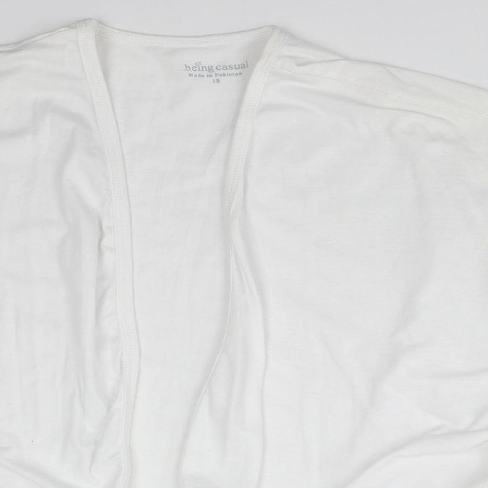 BEING CASUAL Womens White V-Neck  Polyester Shrug Jumper Size 18