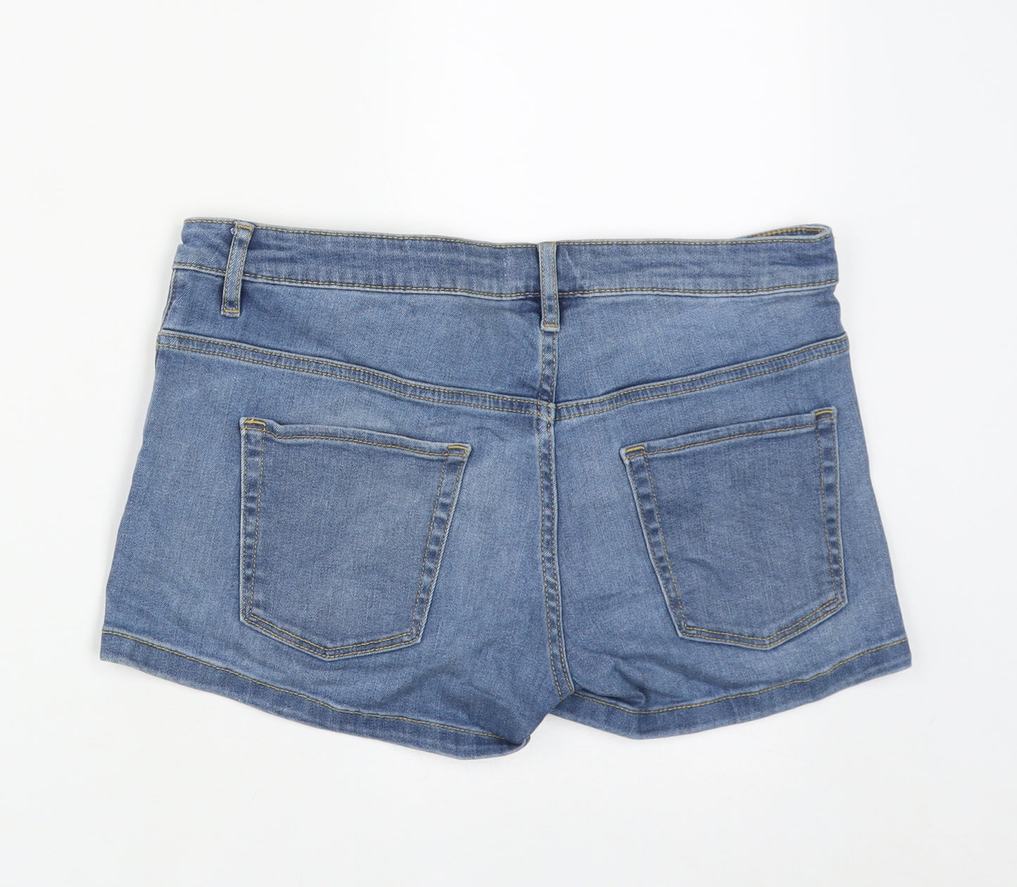 H&M Womens Blue  Cotton Hot Pants Shorts Size 12  Regular Zip