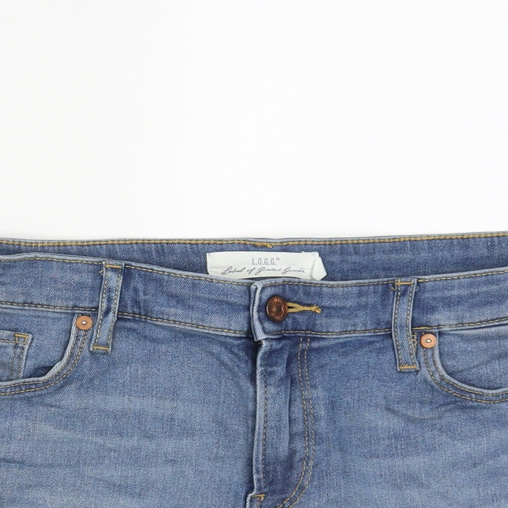 H&M Womens Blue  Cotton Hot Pants Shorts Size 12  Regular Zip