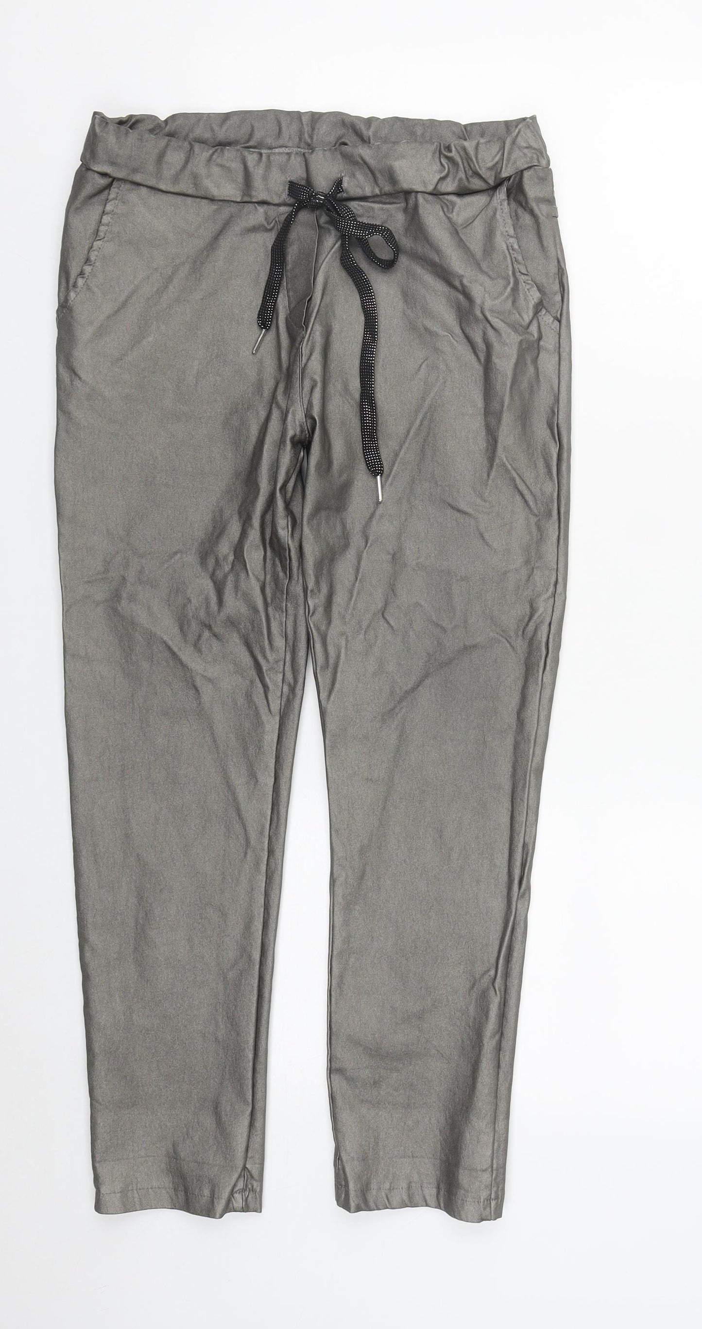 Preworn Womens Silver  Viscose Sweatpants Trousers Size 28 in L26 in Regular Drawstring
