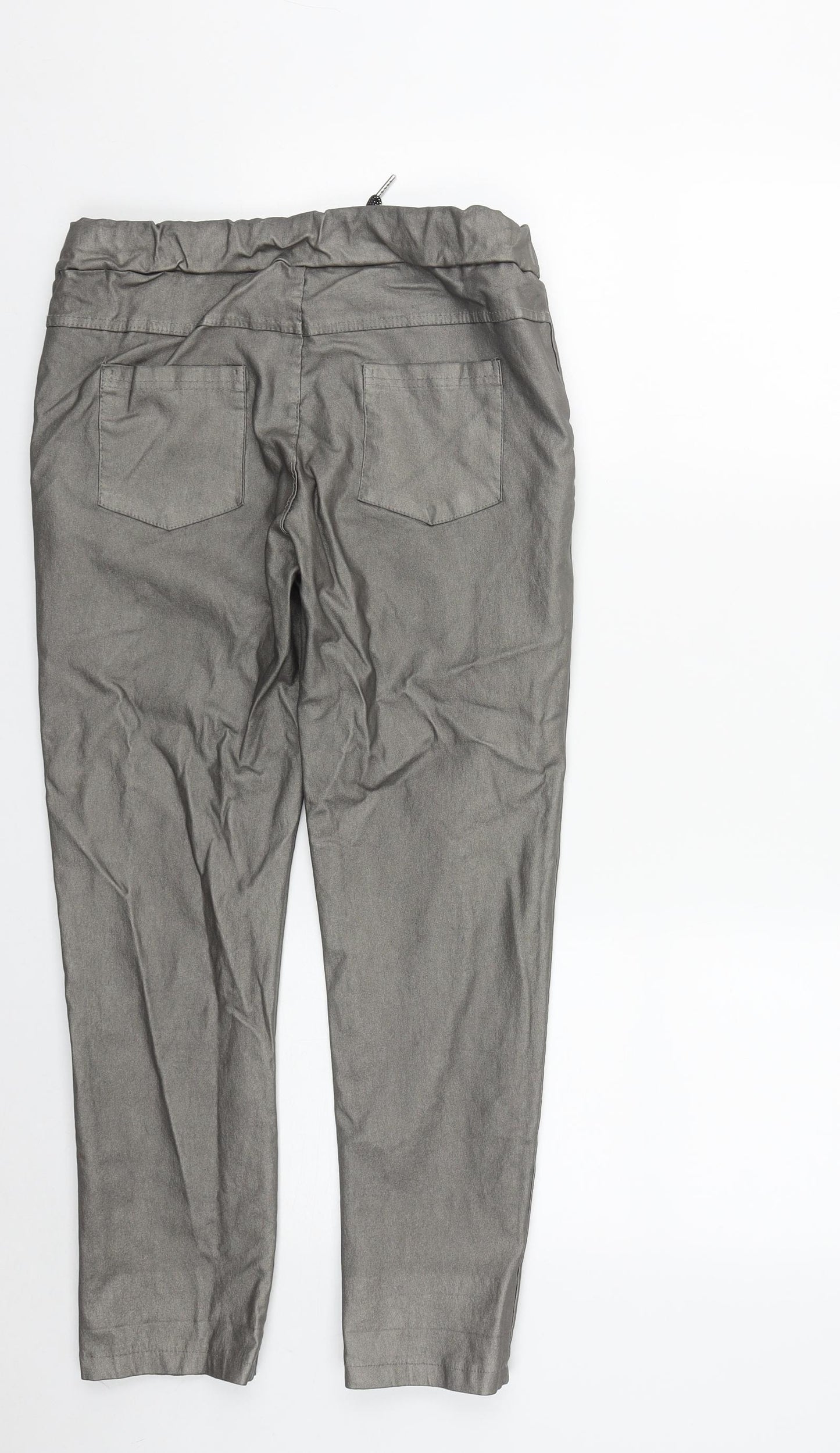 Preworn Womens Silver  Viscose Sweatpants Trousers Size 28 in L26 in Regular Drawstring