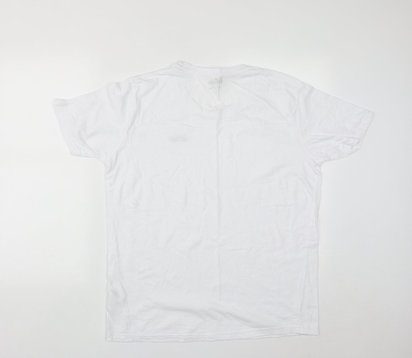 Lee Cooper Mens White  Cotton  T-Shirt Size L Round Neck