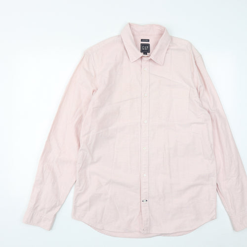 Gap Mens Pink  Polyester  Button-Up Size L Collared Button