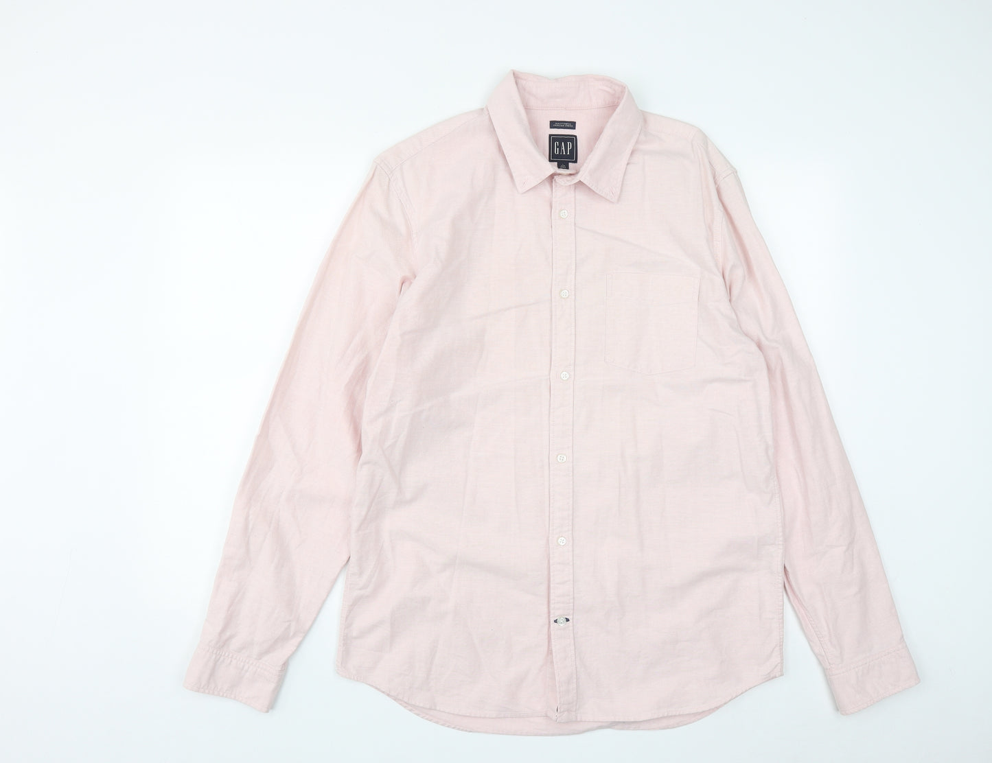 Gap Mens Pink  Polyester  Button-Up Size L Collared Button