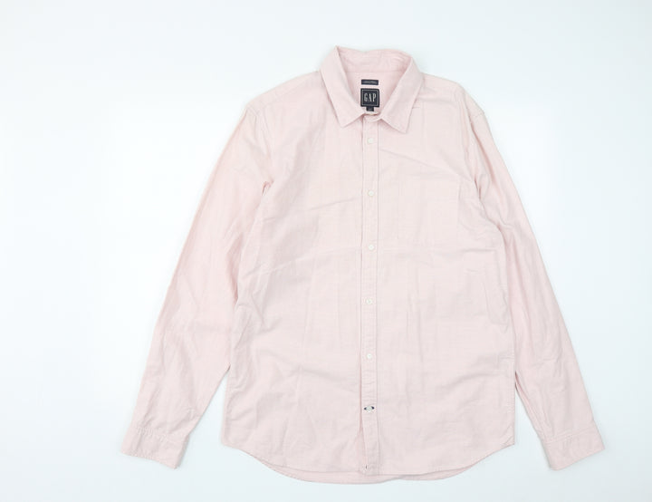 Gap Mens Pink  Polyester  Button-Up Size L Collared Button