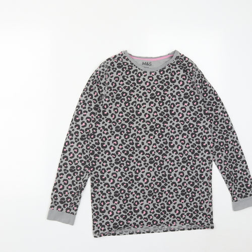 Marks and Spencer Girls Grey Geometric Cotton Pullover Sweatshirt Size 12-13 Years