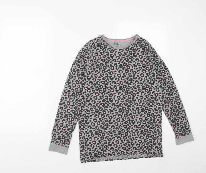Marks and Spencer Girls Grey Geometric Cotton Pullover Sweatshirt Size 12-13 Years