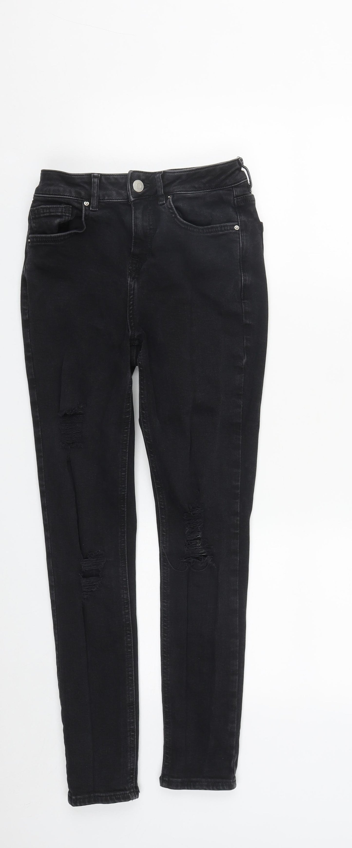 New Look Girls Black  Cotton Skinny Jeans Size 13 Years L26 in Regular Zip