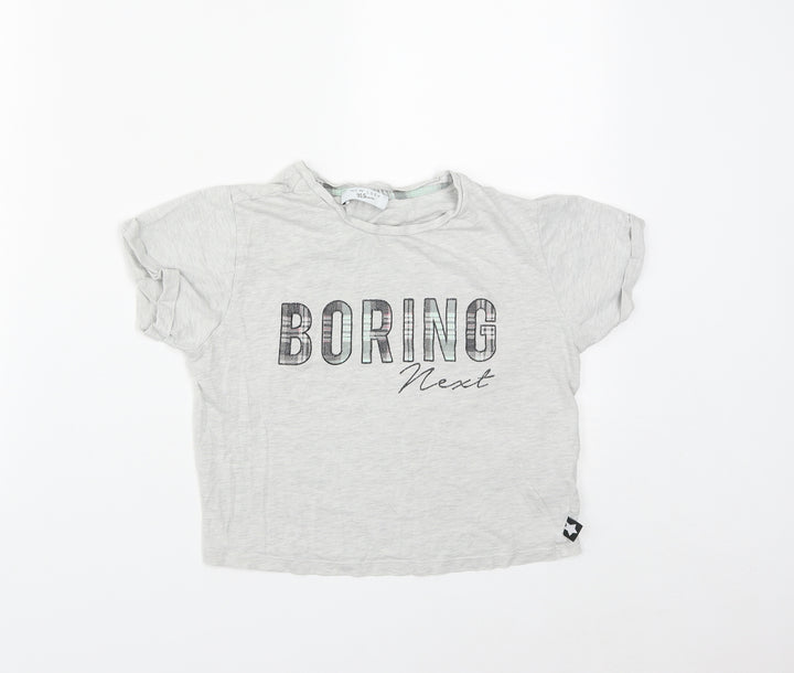 New Look Girls Grey Cotton Cropped T-Shirt Size S Round Neck - Boring Next