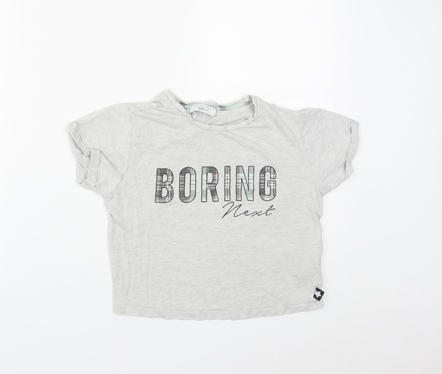 New Look Girls Grey  Cotton Cropped T-Shirt Size S Round Neck  - Boring Next