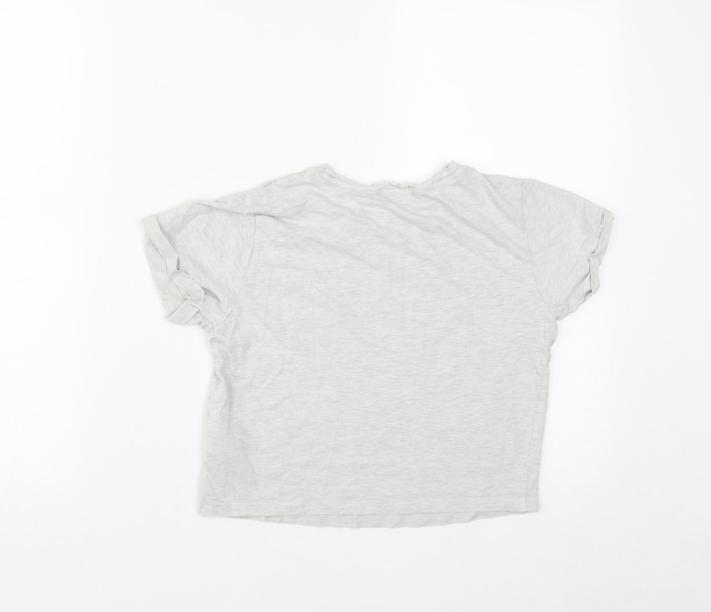 New Look Girls Grey  Cotton Cropped T-Shirt Size S Round Neck  - Boring Next