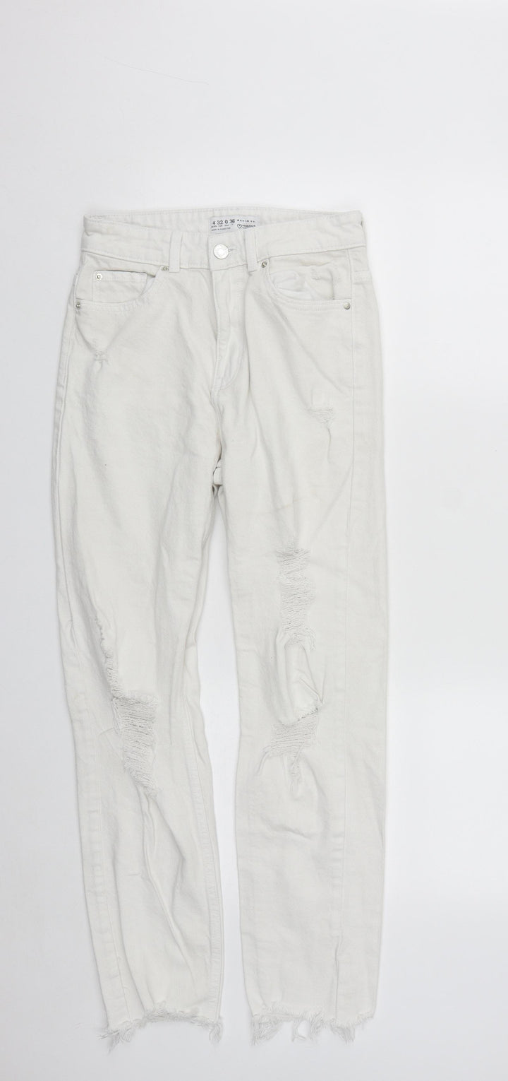 Demin&Co Womens White Cotton Straight Jeans Size 4 L25 in Regular Zip