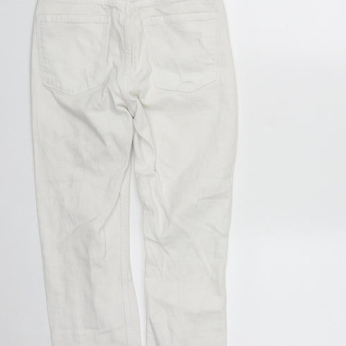 Demin&Co Womens White  Cotton Straight Jeans Size 4 L25 in Regular Zip