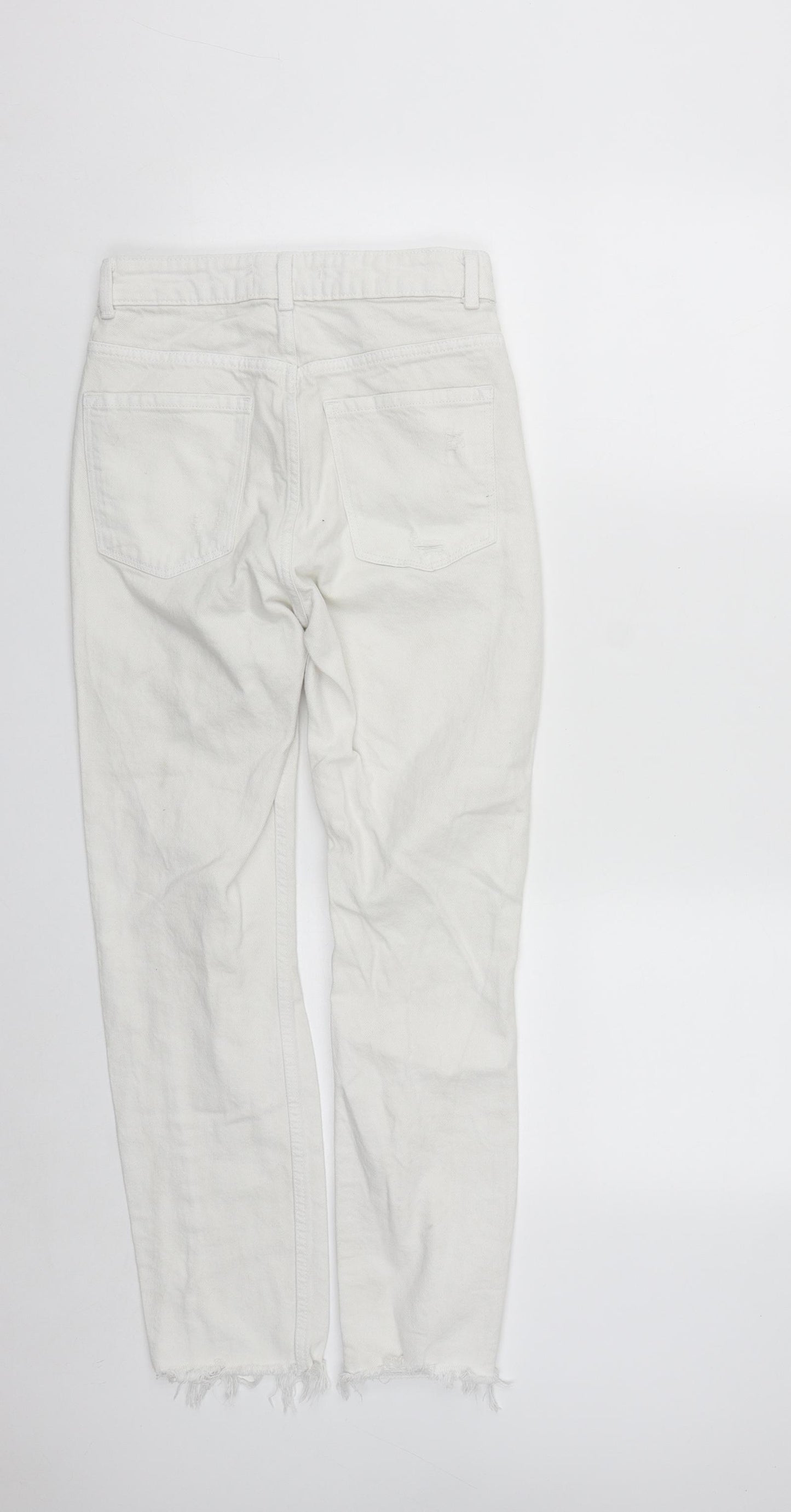 Demin&Co Womens White  Cotton Straight Jeans Size 4 L25 in Regular Zip