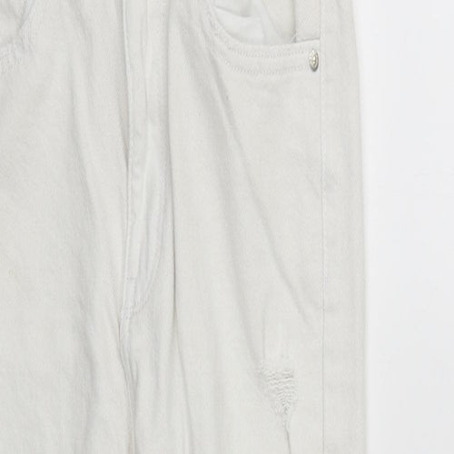 Demin&Co Womens White  Cotton Straight Jeans Size 4 L25 in Regular Zip