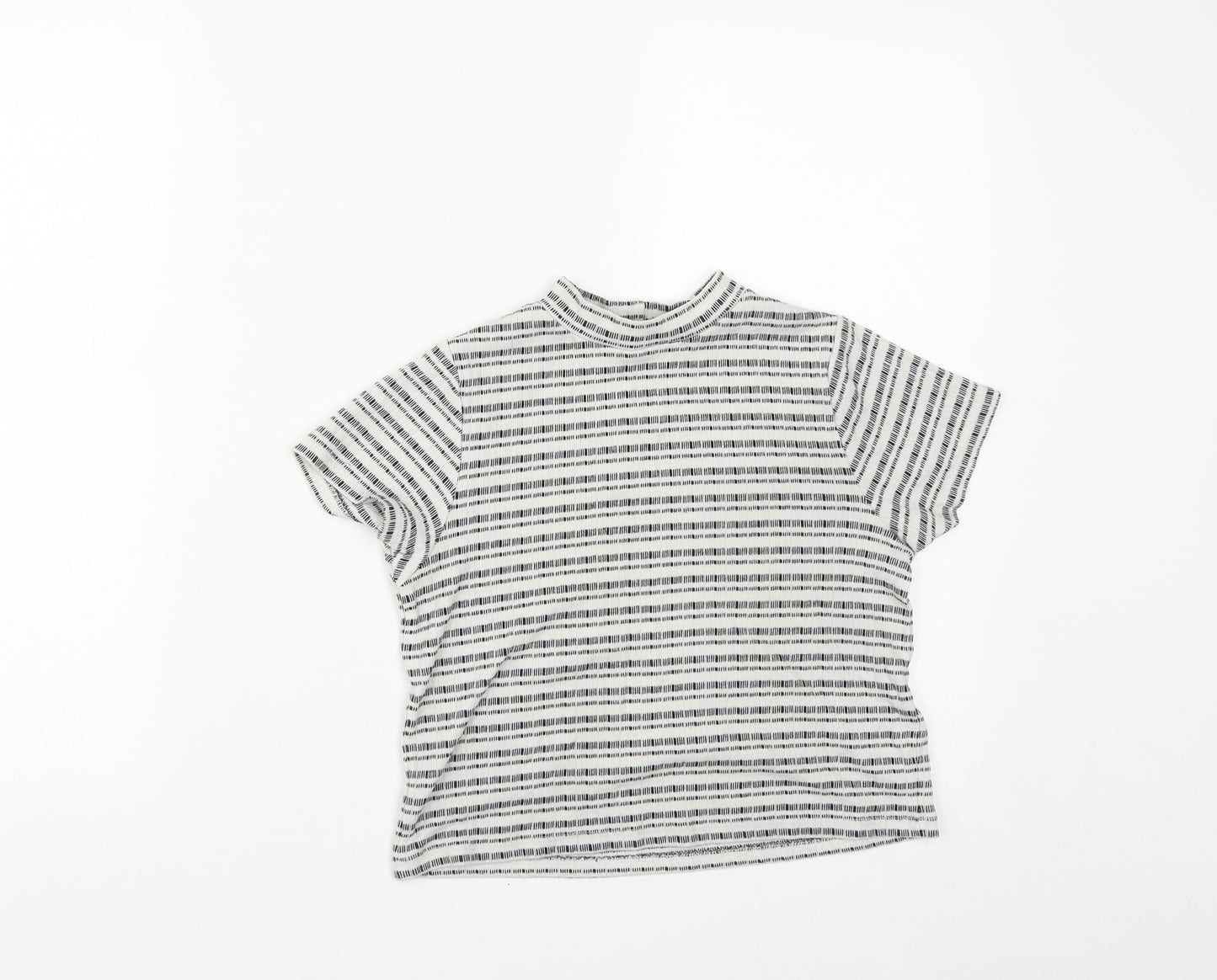 Matalan Girls White Striped Cotton Cropped T-Shirt Size 12-13 Years High Neck