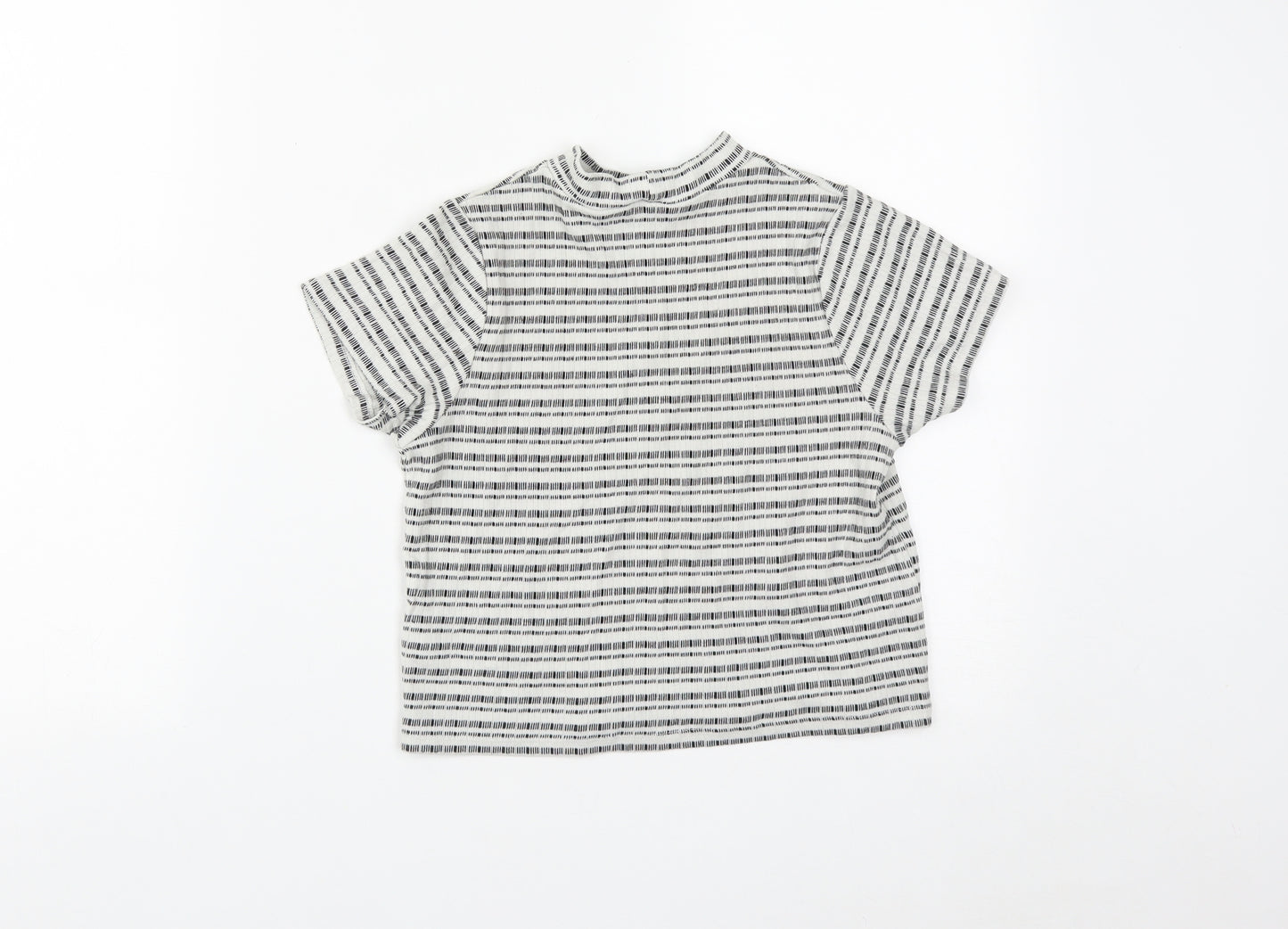 Matalan Girls White Striped Cotton Cropped T-Shirt Size 12-13 Years High Neck