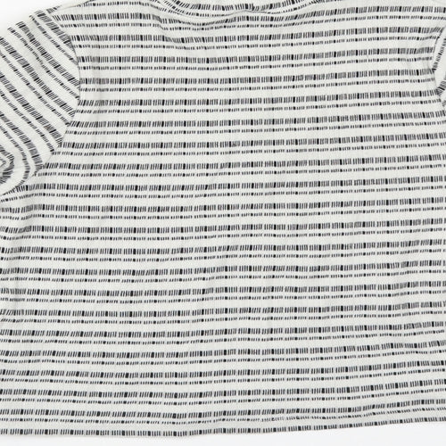 Matalan Girls White Striped Cotton Cropped T-Shirt Size 12-13 Years High Neck