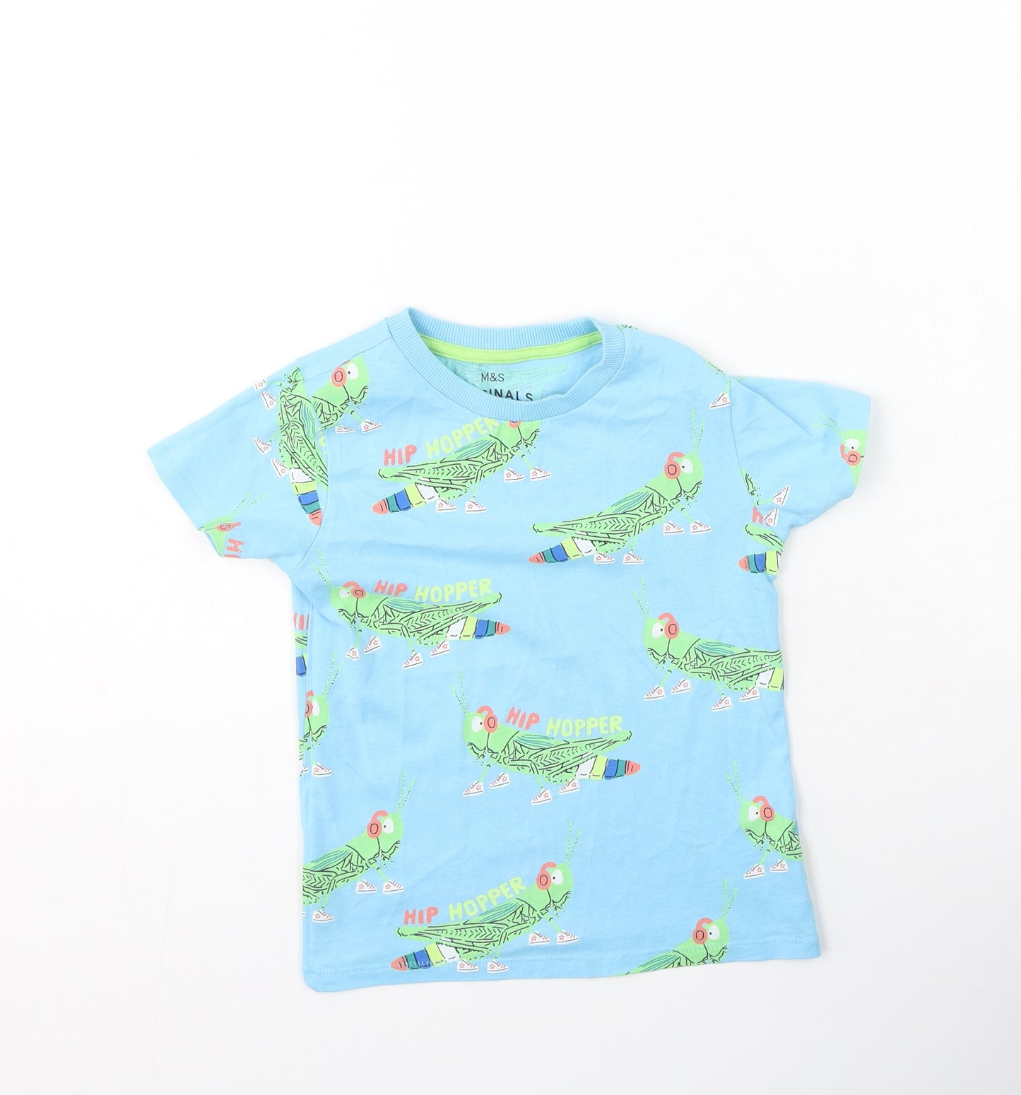 Marks and Spencer Boys Blue  Cotton Basic T-Shirt Size 3-4 Years Round Neck