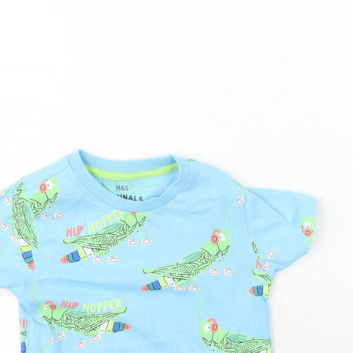 Marks and Spencer Boys Blue  Cotton Basic T-Shirt Size 3-4 Years Round Neck