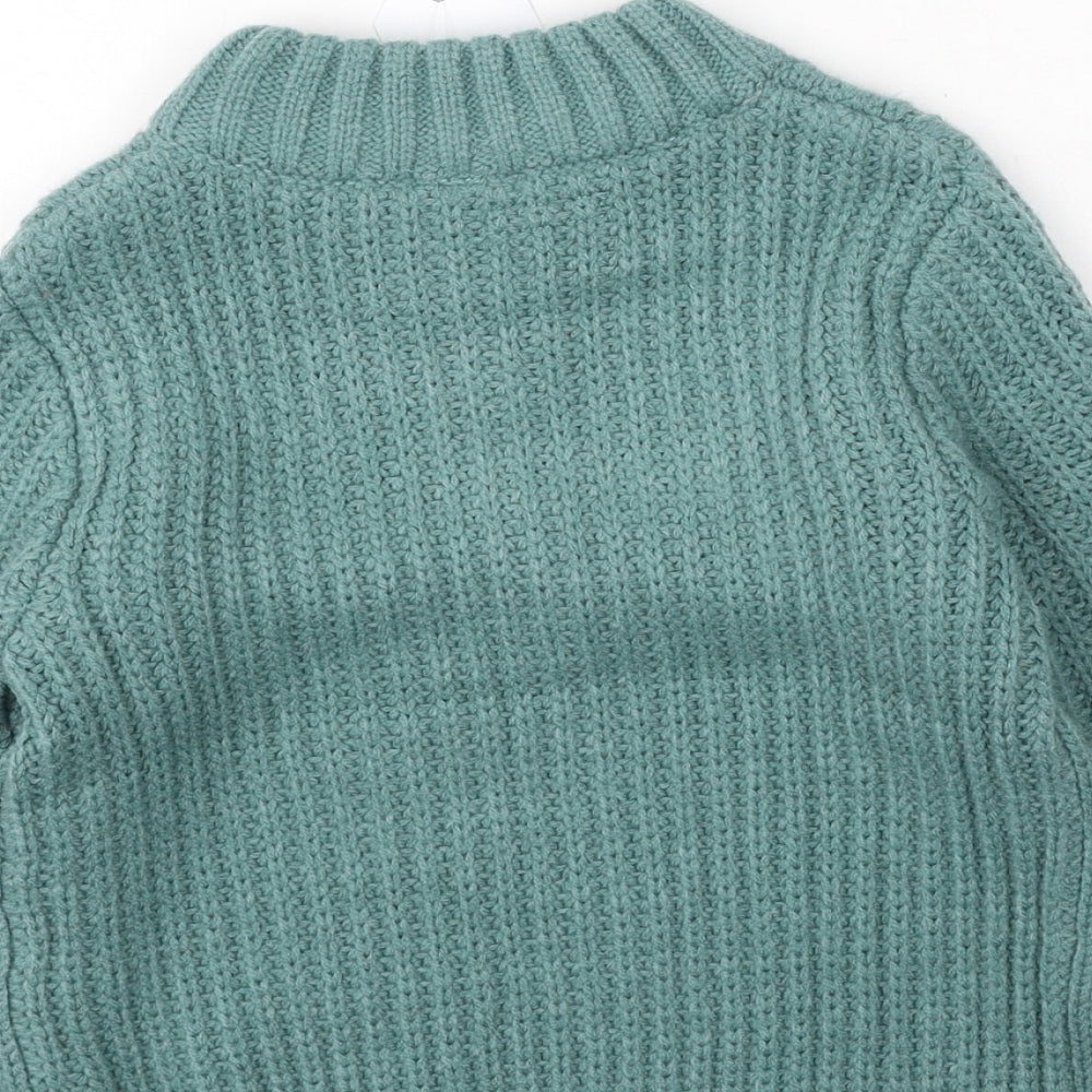 NEXT Boys Green High Neck  Acrylic Pullover Jumper Size 3-4 Years