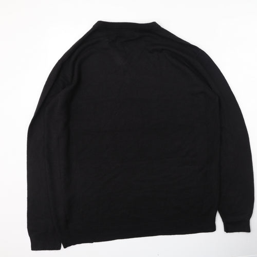 Bling Mens Black V-Neck  Polyester Pullover Jumper Size 2XL