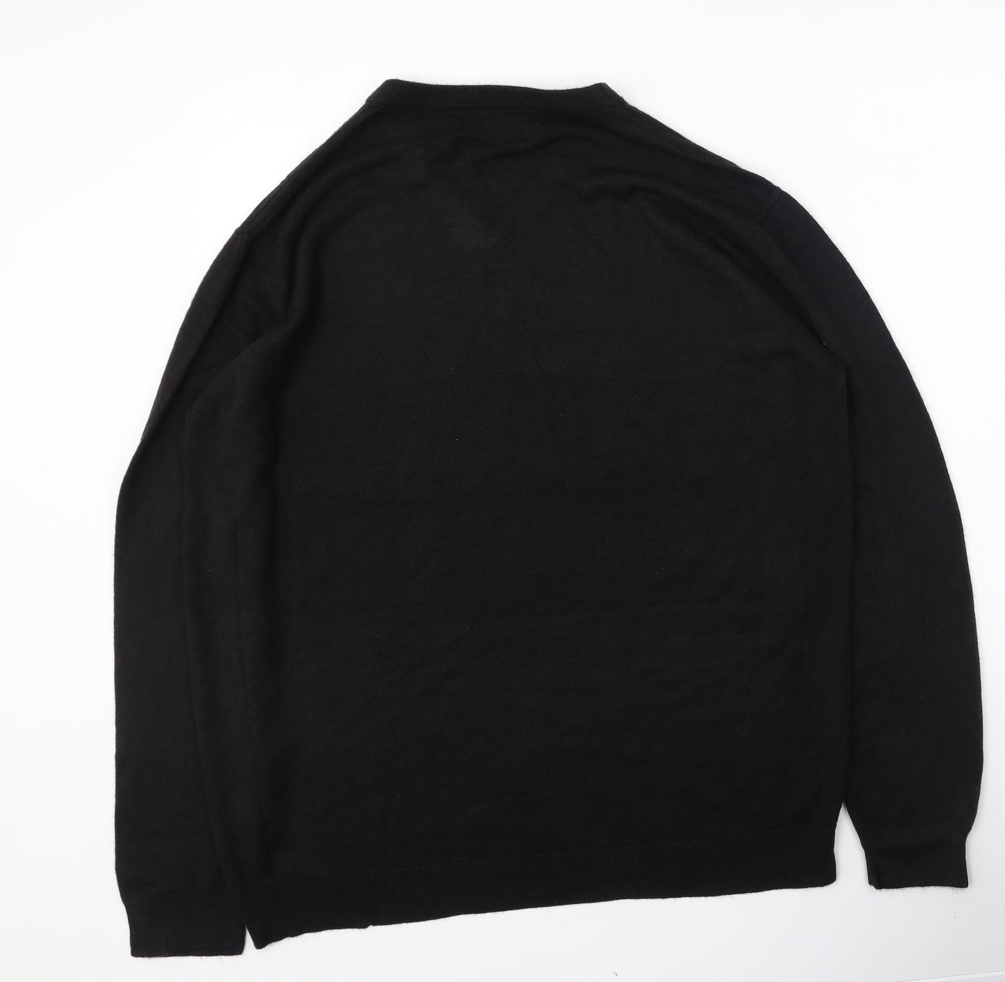 Bling Mens Black V-Neck  Polyester Pullover Jumper Size 2XL
