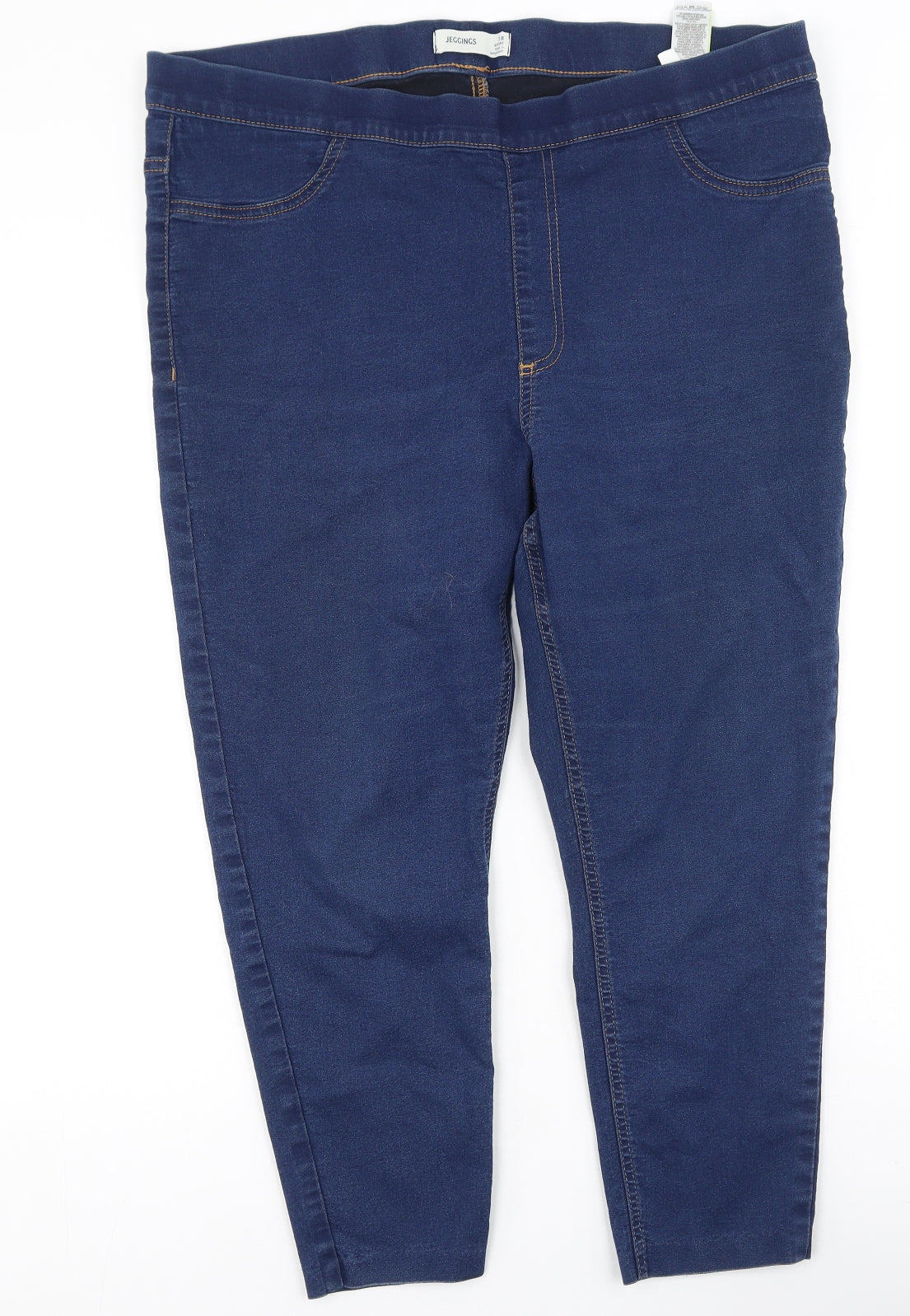 Marks and Spencer Womens Blue  Cotton Jegging Jeans Size 18 L22 in Regular
