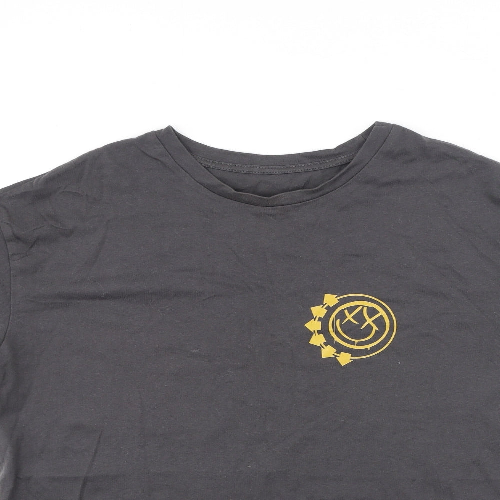 Dazy Mens Grey  Cotton  T-Shirt Size M Round Neck