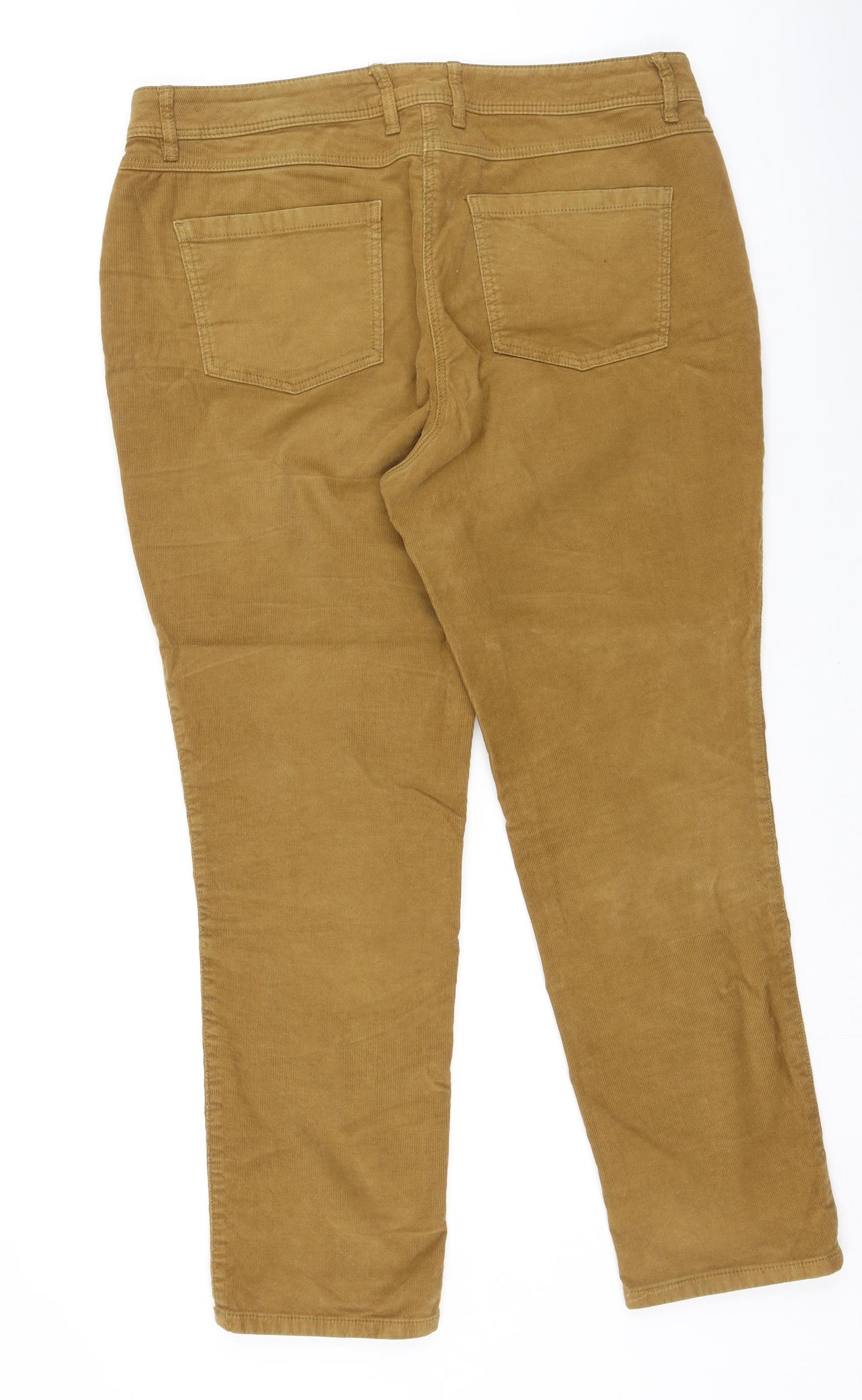 Marks and Spencer Womens Brown  Cotton Trousers  Size 14 L29 in Regular