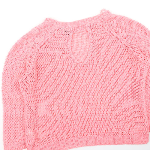 New Look Womens Pink Round Neck  Acrylic Pullover Jumper Size S