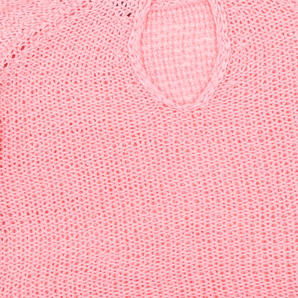 New Look Womens Pink Round Neck  Acrylic Pullover Jumper Size S