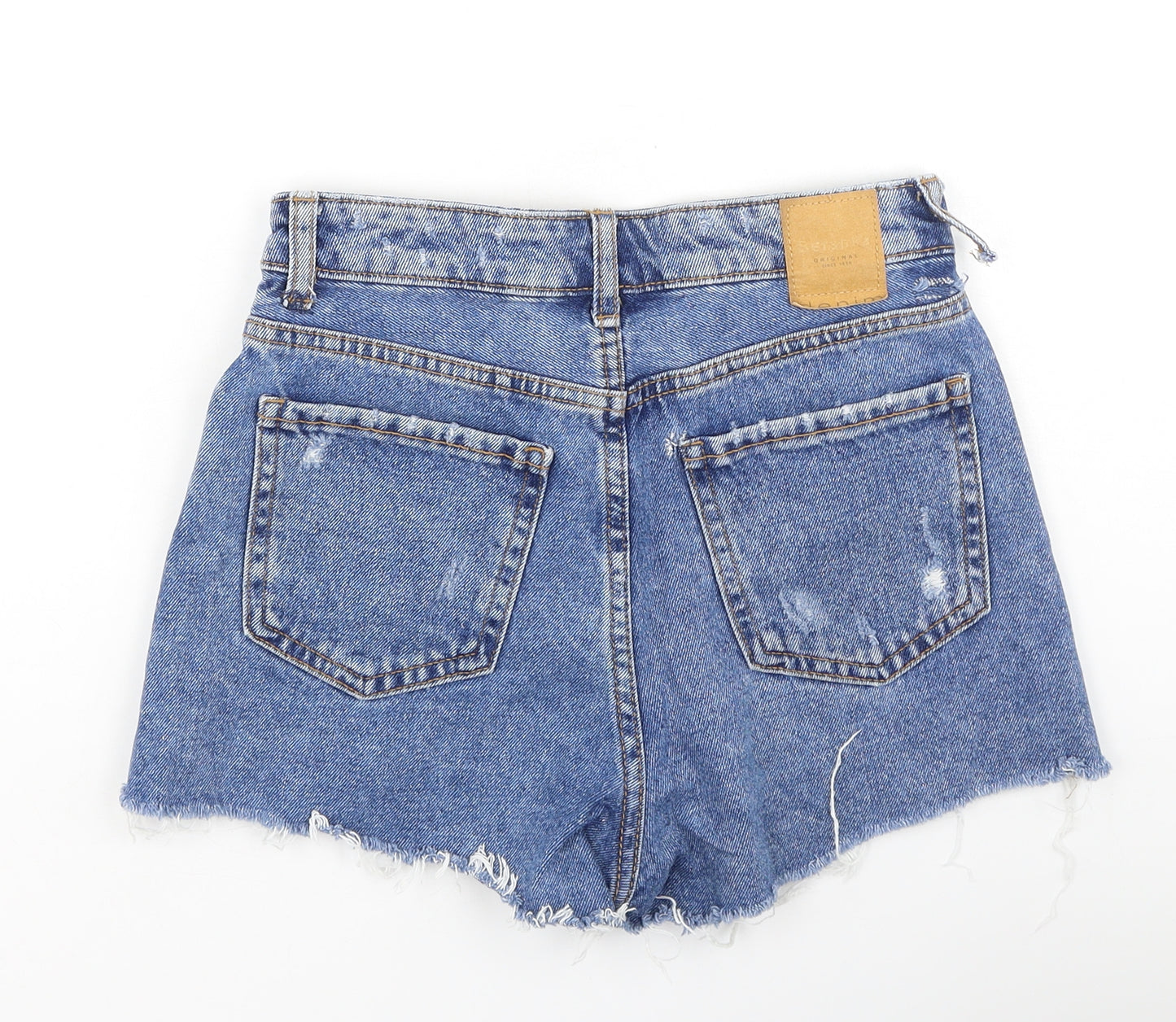 Bershka Womens Blue  Cotton Boyfriend Shorts Size 34 L3 in Regular