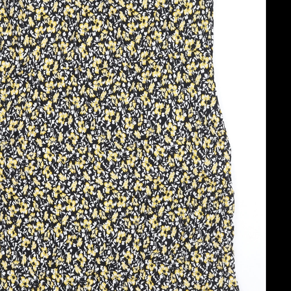 Peacocks Womens Yellow Floral Viscose Mini  Size 18  Off the Shoulder