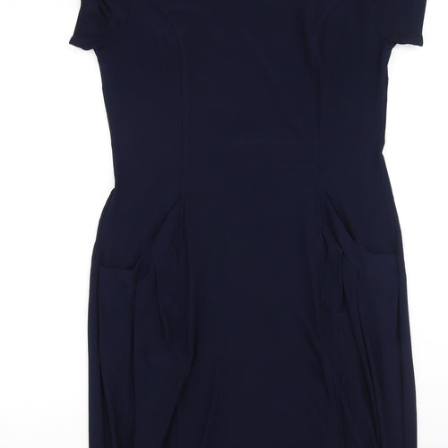 Nina Leonard Womens Blue  Polyester Bodycon  Size M  Round Neck