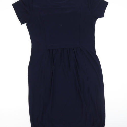 Nina Leonard Womens Blue  Polyester Bodycon  Size M  Round Neck
