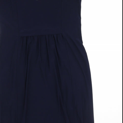 Nina Leonard Womens Blue  Polyester Bodycon  Size M  Round Neck