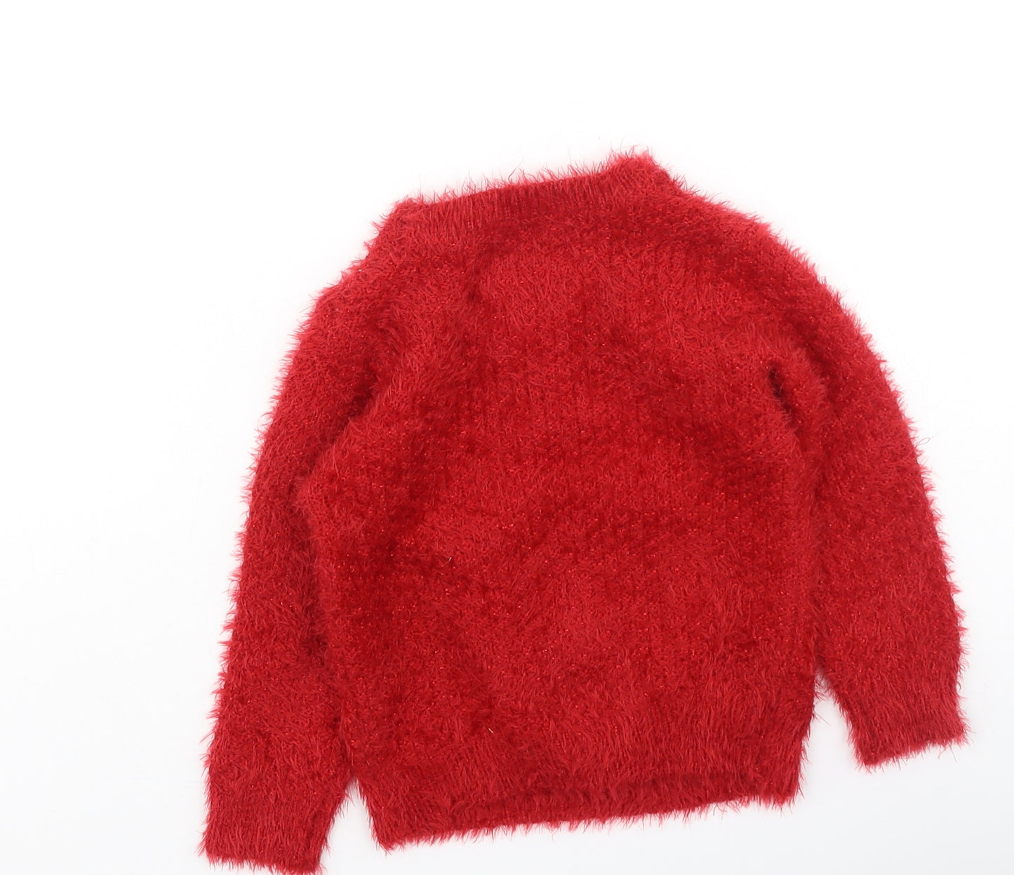F&F Girls Red  Nylon Pullover Jumper Size 12-18 Months   - Christmas Jumper