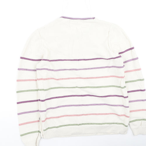 isle Womens Multicoloured Round Neck Striped Cotton Pullover Jumper Size S