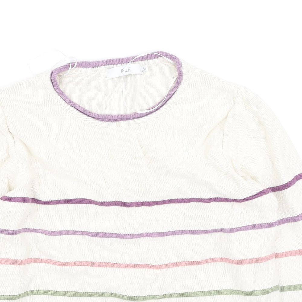 isle Womens Multicoloured Round Neck Striped Cotton Pullover Jumper Size S